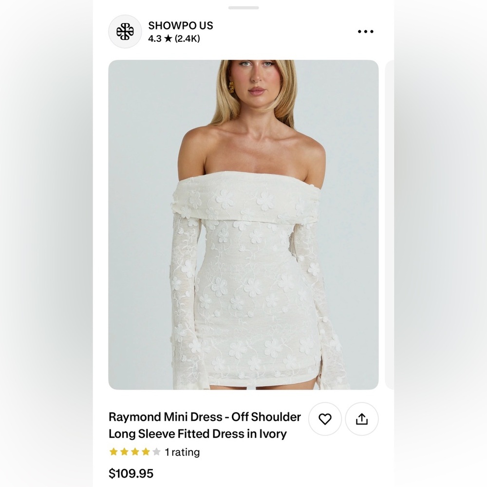 Showpo Strapless Cream Floral Dress